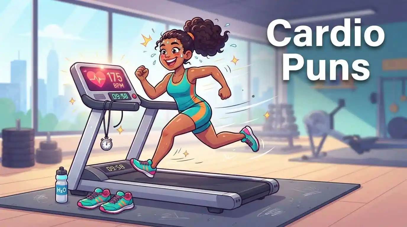 Funny runner doing cardio