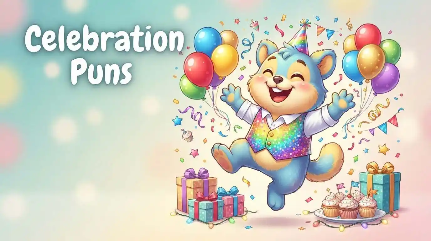 Colorful characters celebrating with confetti