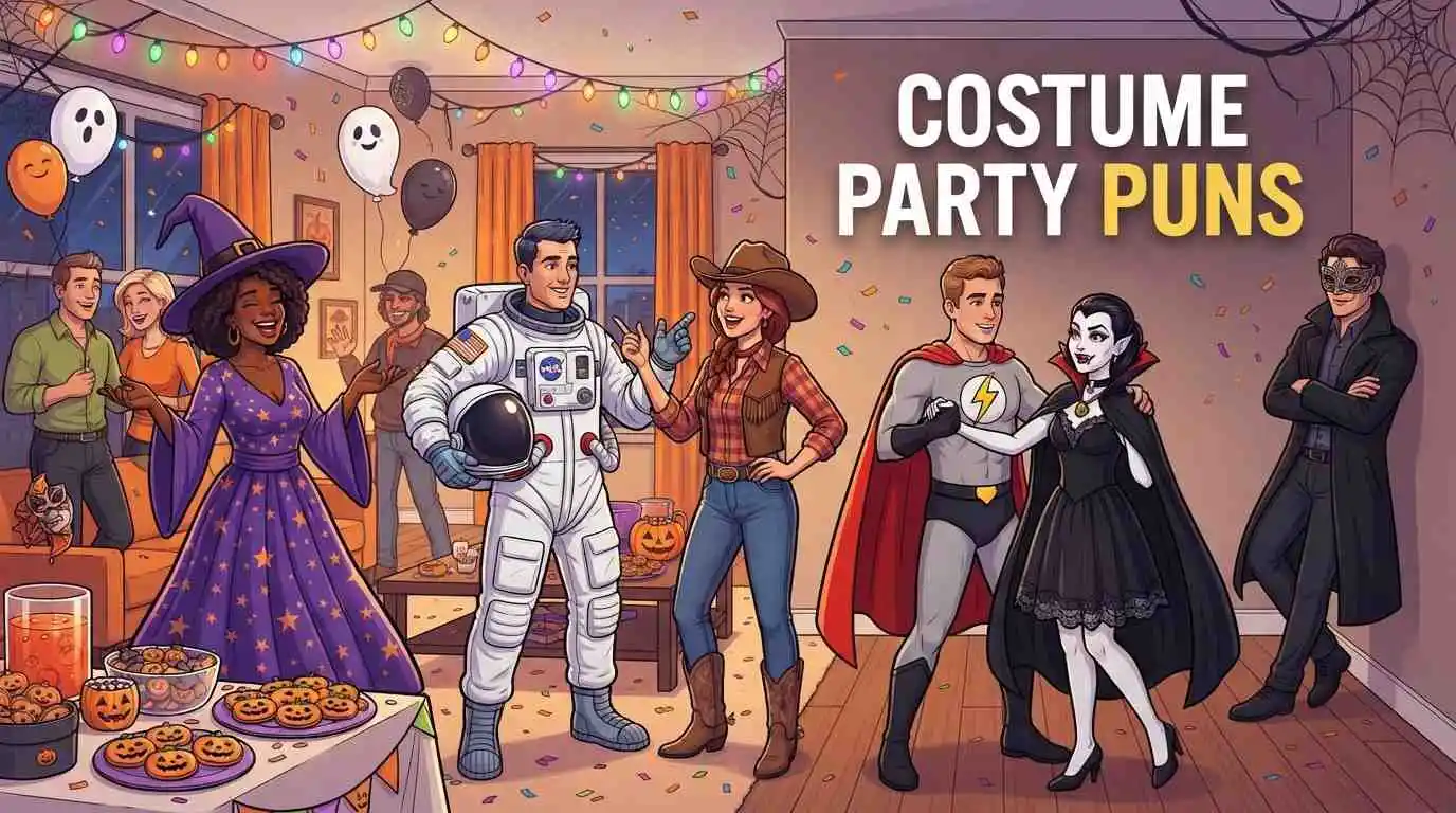 Funny costume party scene