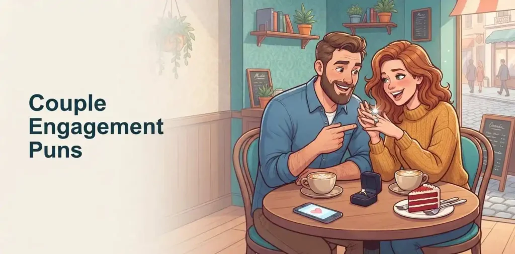 Couple sharing engagement ring