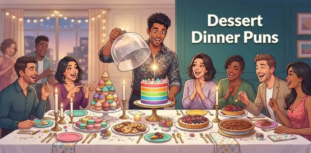 Funny dessert dinner party scene