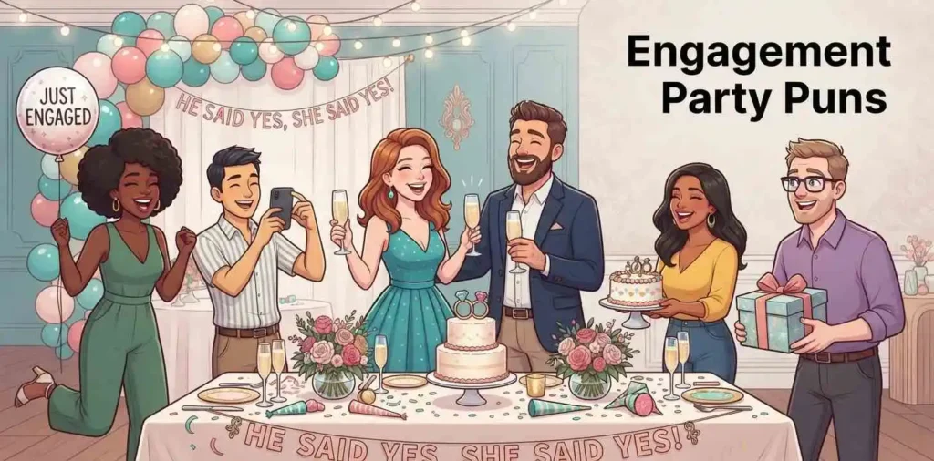 Friends celebrating engagement party