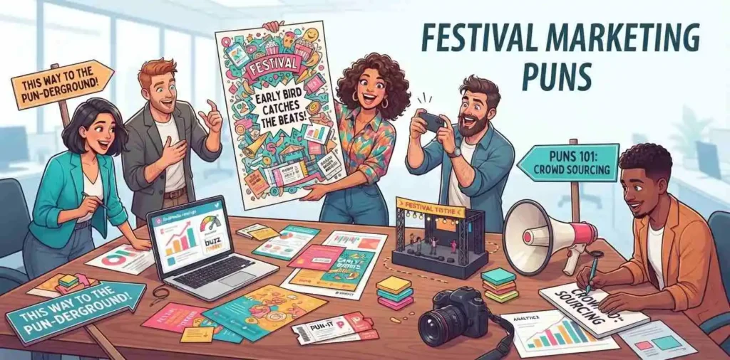 Creative festival marketing team promoting event