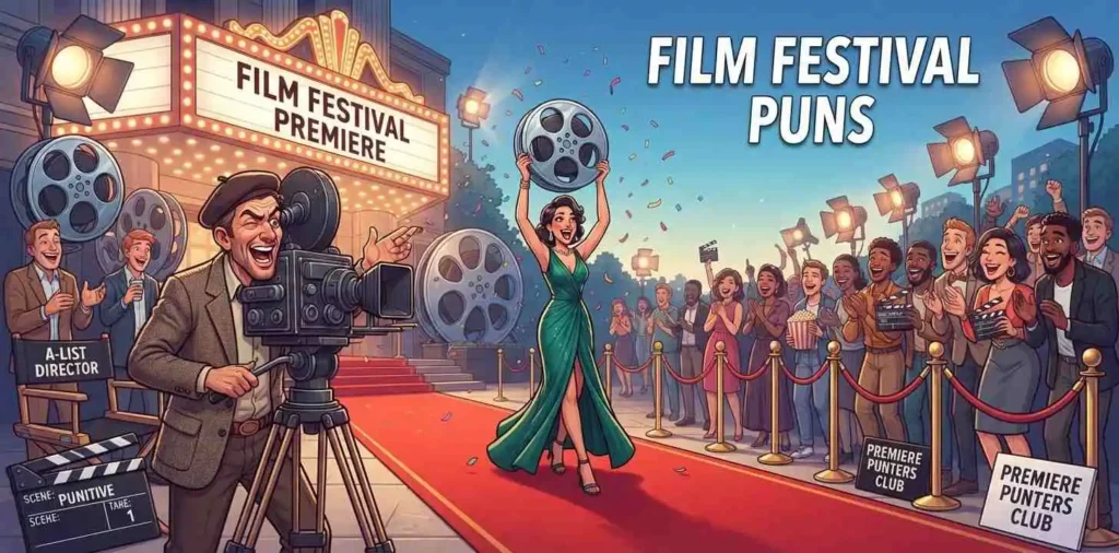 Funny film festival with movie cameras