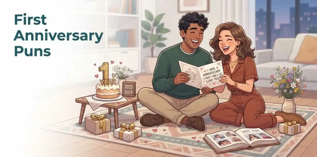 Couple celebrating first anniversary