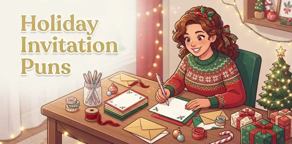 Funny holiday party invitation illustration