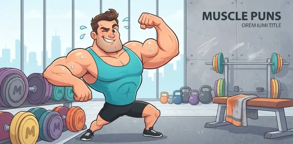 Funny athlete showing muscle