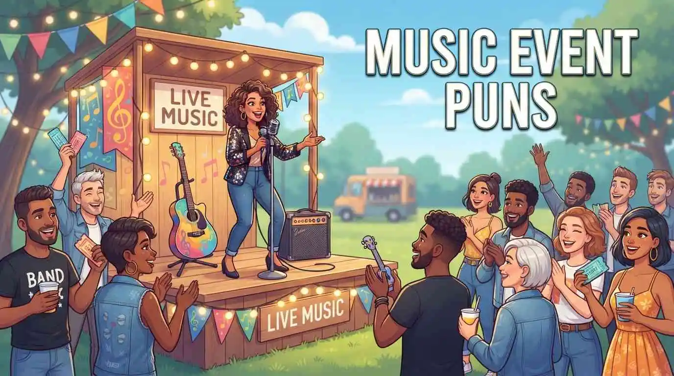 Funny music event invitation scene