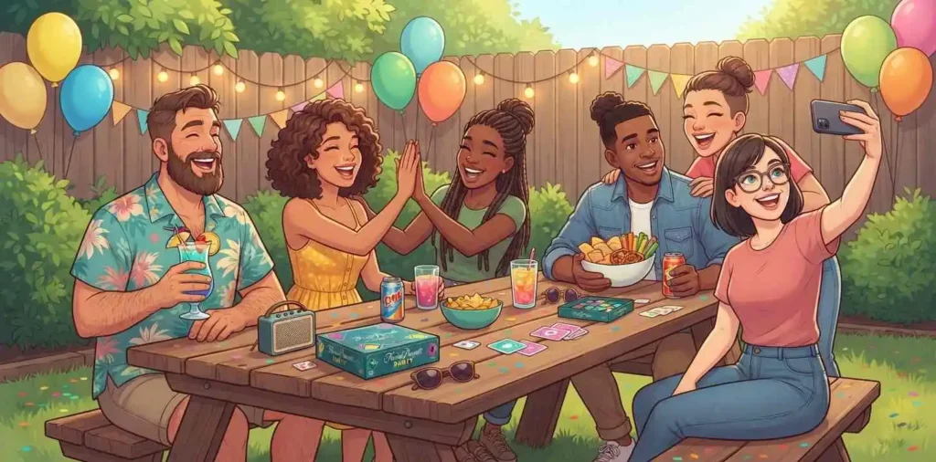 Friends laughing at party