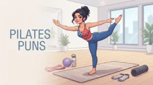 Funny Pilates workout character illustration