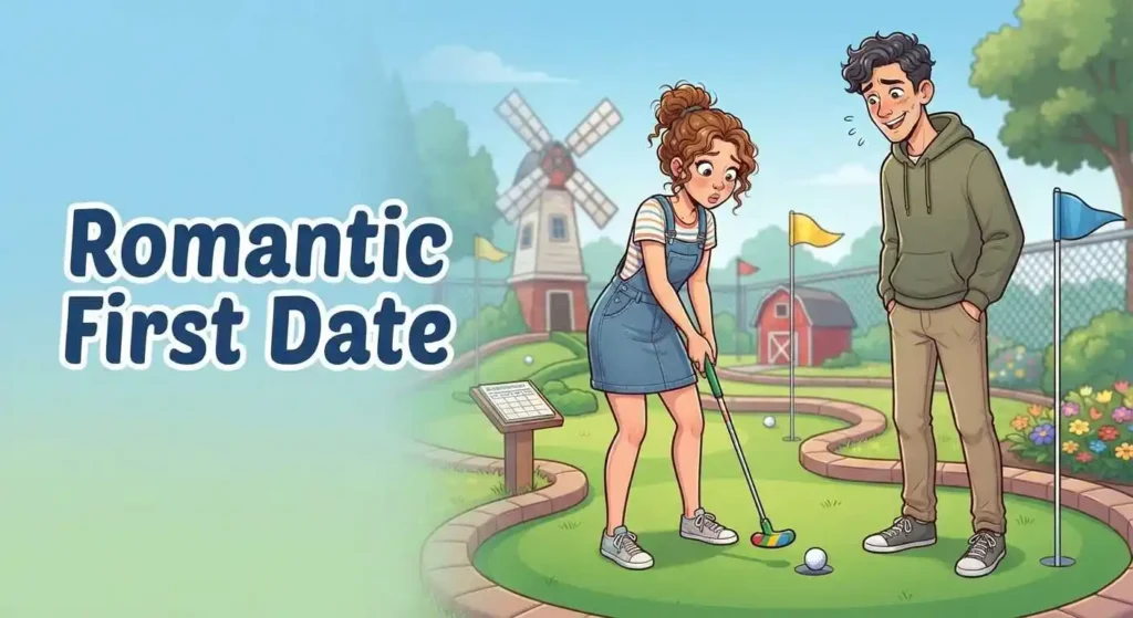 Romantic couple enjoying first date
