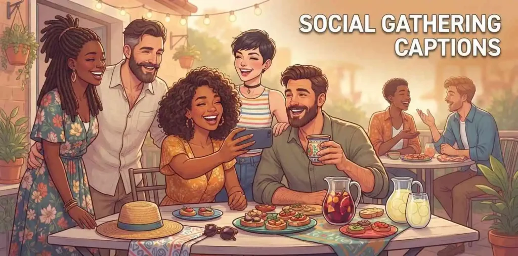 Friends posing at social gathering