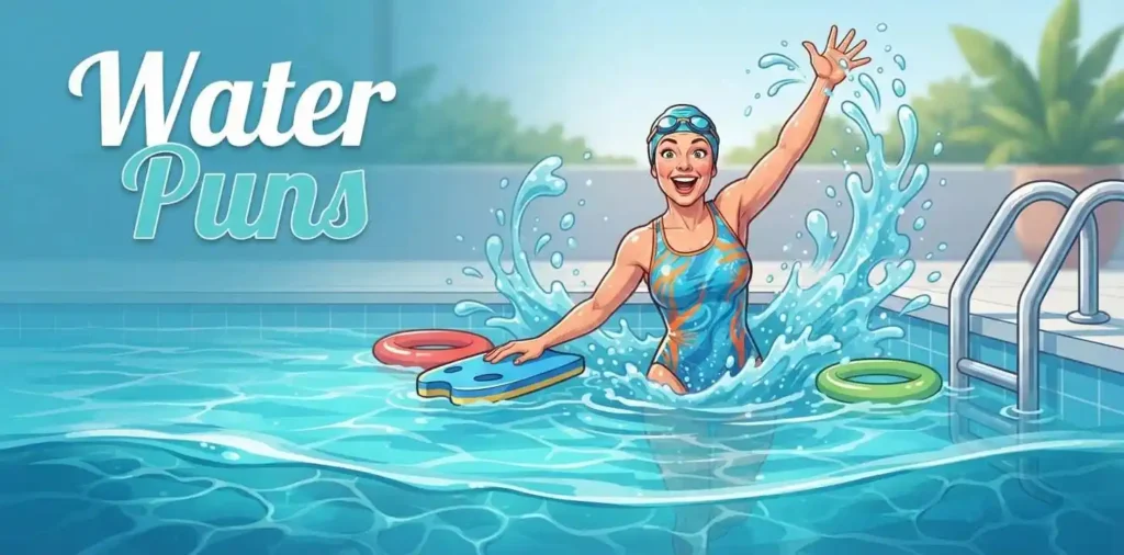Funny water puns with swimmer